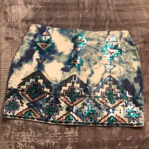 Express sequin tribal mini skirt
